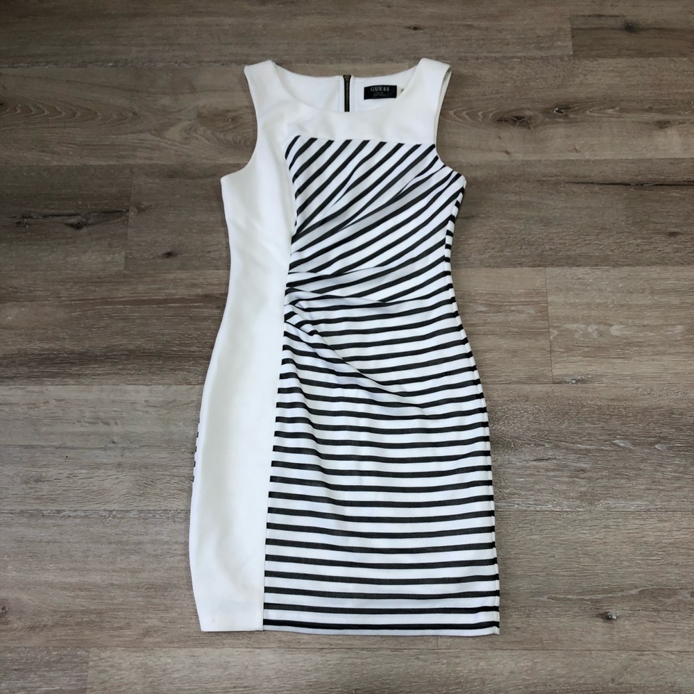 Guess Sleevelss Striped Rusch Dress, Size 6